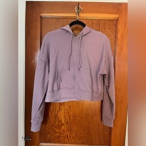 Cropped light weight hooded sweatshirt